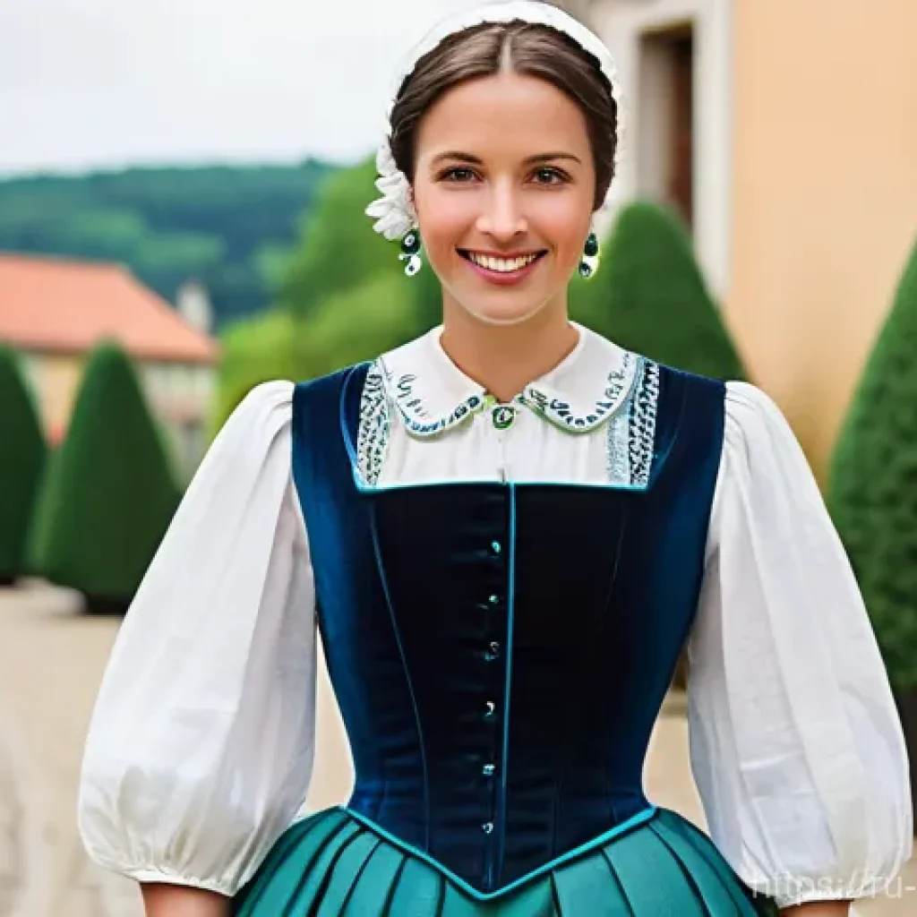 룩셈부르크 전통 의상 - **Prompt for a Festive Luxembourgish Woman:**
    "A beautiful Luxembourgish woman, fully clothed an...