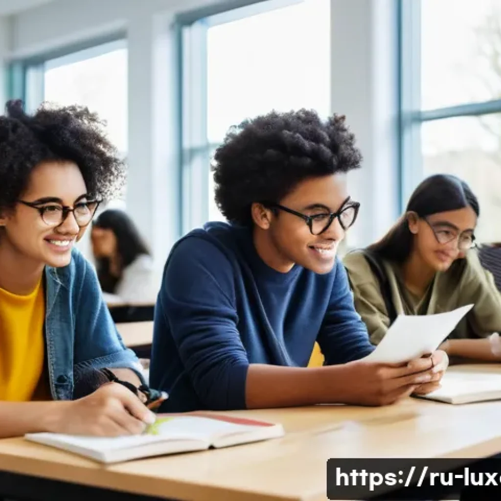 룩셈부르크에서 학생비자 받기 - **Prompt:** A diverse group of young university students (male and female, various ethnicities, aged...