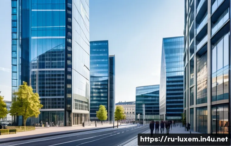 룩셈부르크와 모나코 경제 비교 - A sophisticated European financial district scene representing Luxembourg’s banking sector: modern s...