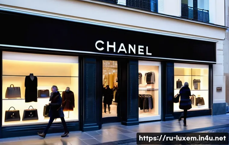 룩셈부르크 명품 할인 정보 - A sophisticated luxury shopping street scene in Luxembourg City center during winter sales, featurin...
