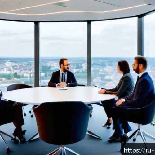 Home 17 룩셈부르크 기업 취업 팁 - A professional multicultural office scene in Luxembourg featuring a diverse group of businesspeople ...